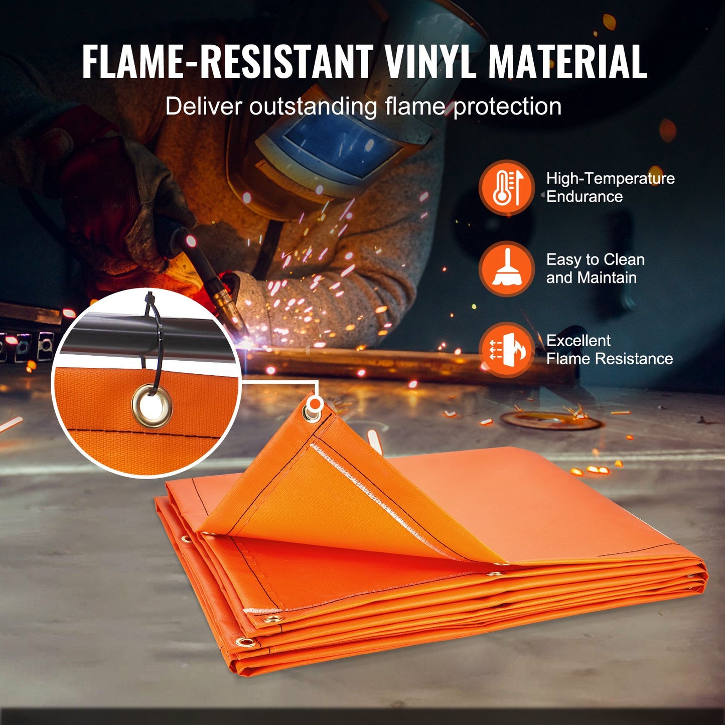 VEVOR Welding Screen with Frame, 6' x 8' Welding Curtain Screens, Flame-Resistant
