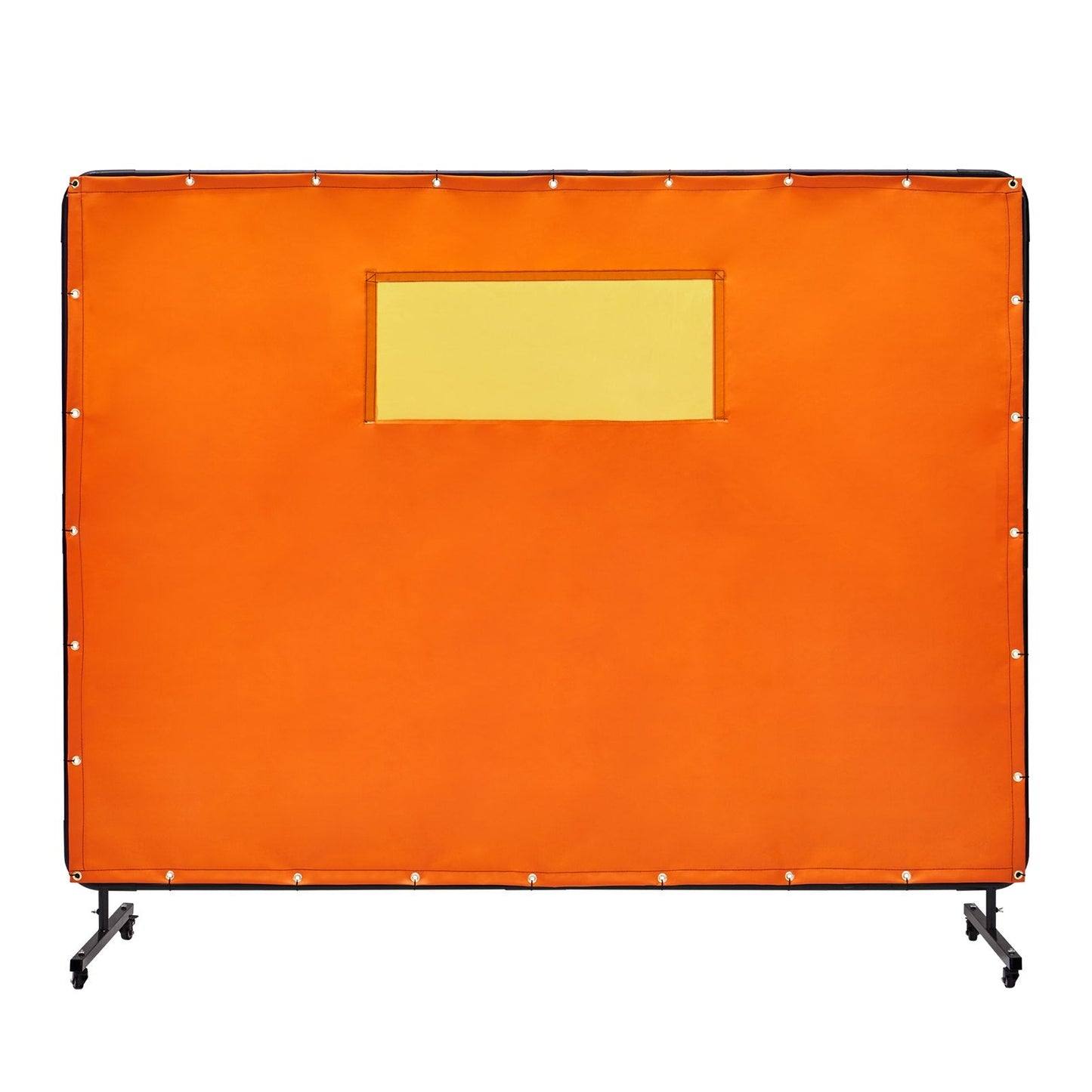 Flame-Resistant Welding Screen with Frame & Wheels, 1.8m x 2.4m, Yellow