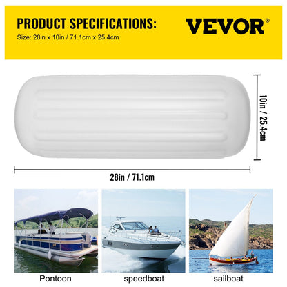 4 Ribbed Boat Fender 0.25m x 0.71m White Center Hole for Mooring Protection
