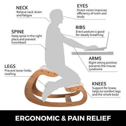 Ergonomic Birch Wood Kneeling Chair for Better Posture and Stress Relief