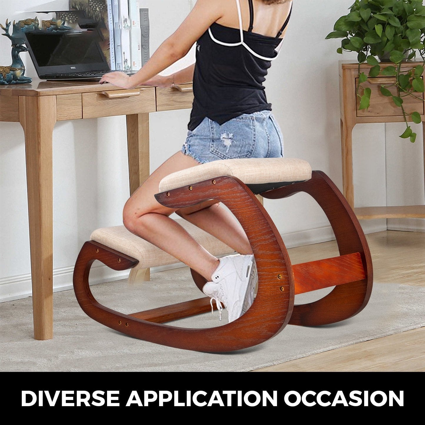Ergonomic Wooden Kneeling Chair for Neck Pain Relief and Fatigue Reduction