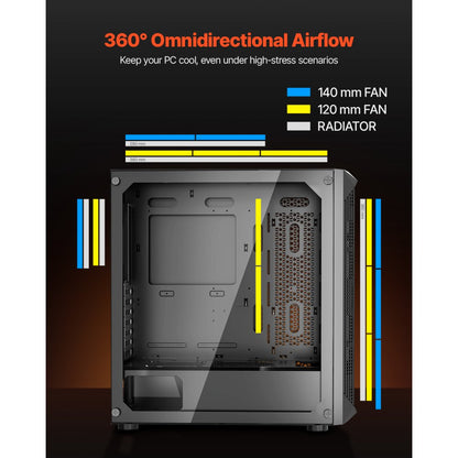 VEVOR PC Case Full-Tower Gaming Computer Case 3 PWM Fans for E-ATX Motherboard