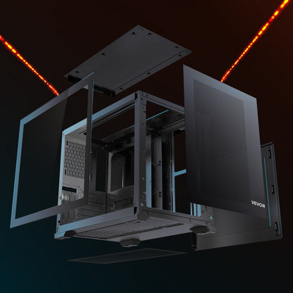 VEVOR Mid-Tower ATX PC Case Dual Chamber Gaming Computer Case No Fan Included