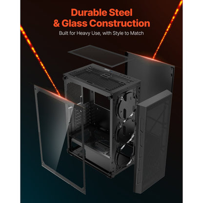 VEVOR Mid-Tower ATX PC Gaming Case Computer Case Box with 3 x 120 mm ARGB Fans