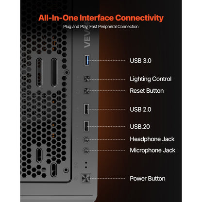 VEVOR Mid-Tower ATX PC Gaming Case Computer Case Box with 4 x 120 mm ARGB Fans