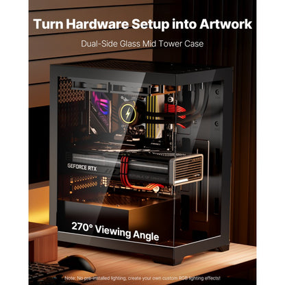 VEVOR PC Gaming Case Mid-Tower Computer Case with 2 Fans for ATX Motherboard