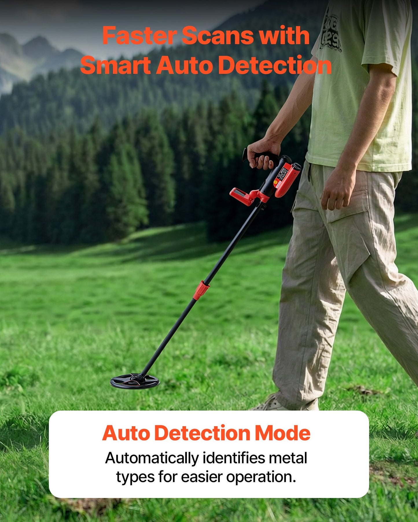 Metal Detector, 152.4 mm, Lightweight Metal Detector with LCD Display, P68 Waterproof Search Coil, Adjustable 580-860 mm High Accuracy Gold Detector, Easy to Use, for Detecting Gold Treasure
