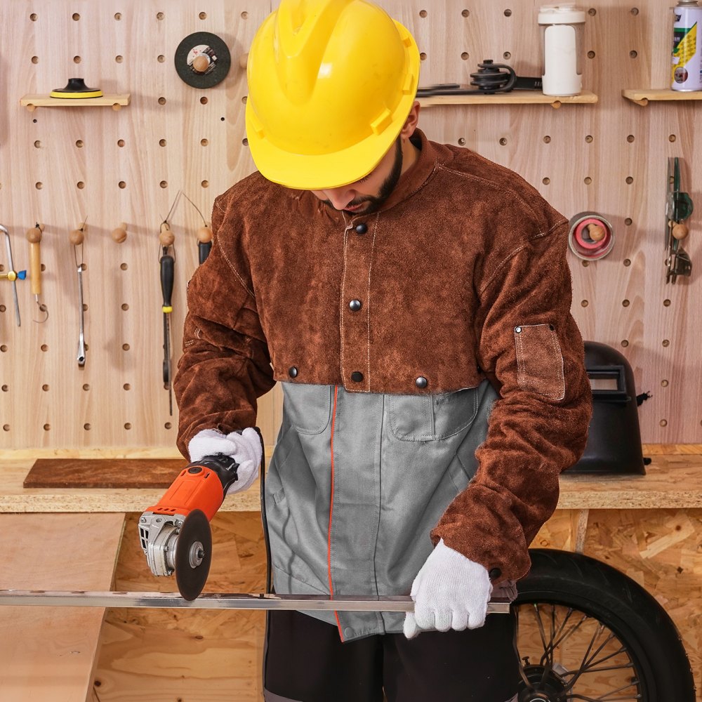 VEVOR Leather Welding Cape Sleeve Heavy Duty Flame Resistant Cape Sleeve L-Size