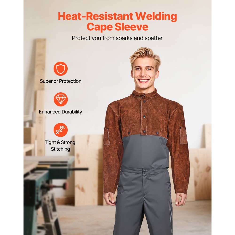 VEVOR Leather Welding Cape Sleeve Heavy Duty Flame Resistant Cape Sleeve XL-Size