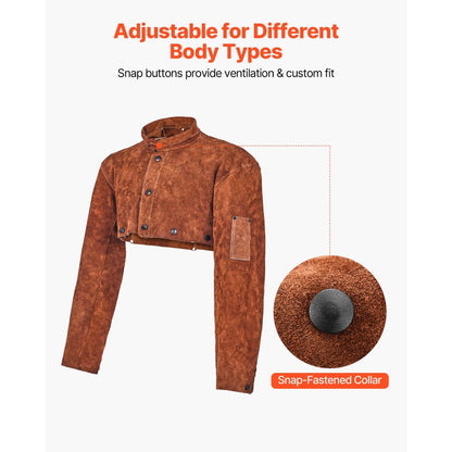 VEVOR Leather Welding Cape Sleeve Heavy Duty Flame Resistant Cape Sleeve XL-Size
