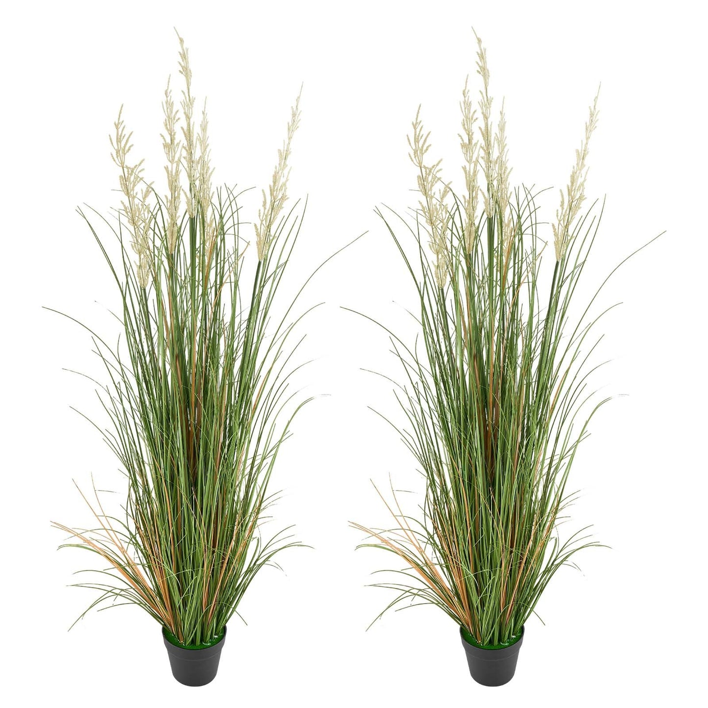 Artificial Grass Plant, 2 Pack 1194mm Reed Flower Grass in Pot, Premium PVC Faux Fake Greenery Shrubs Plant for Indoor Outdoor House Home Garden Office Room Décor, Housewarming, Green