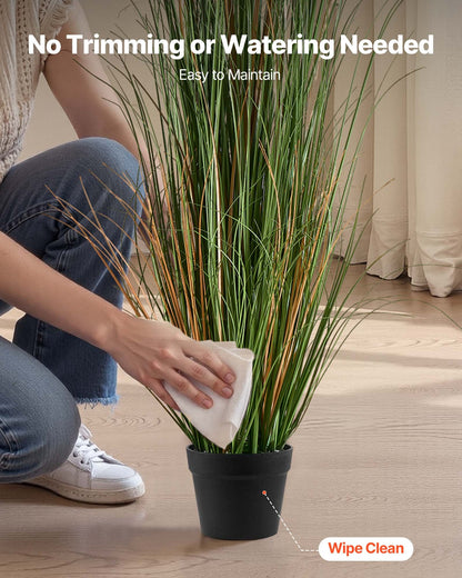 Artificial Grass Plant, 2 Pack 1499mm Faux Reed Flower Grass in Pot, Premium PVC Fake Greenery Shrubs Plant for Indoor Outdoor House Home Garden Office Room Décor, Housewarming, Green