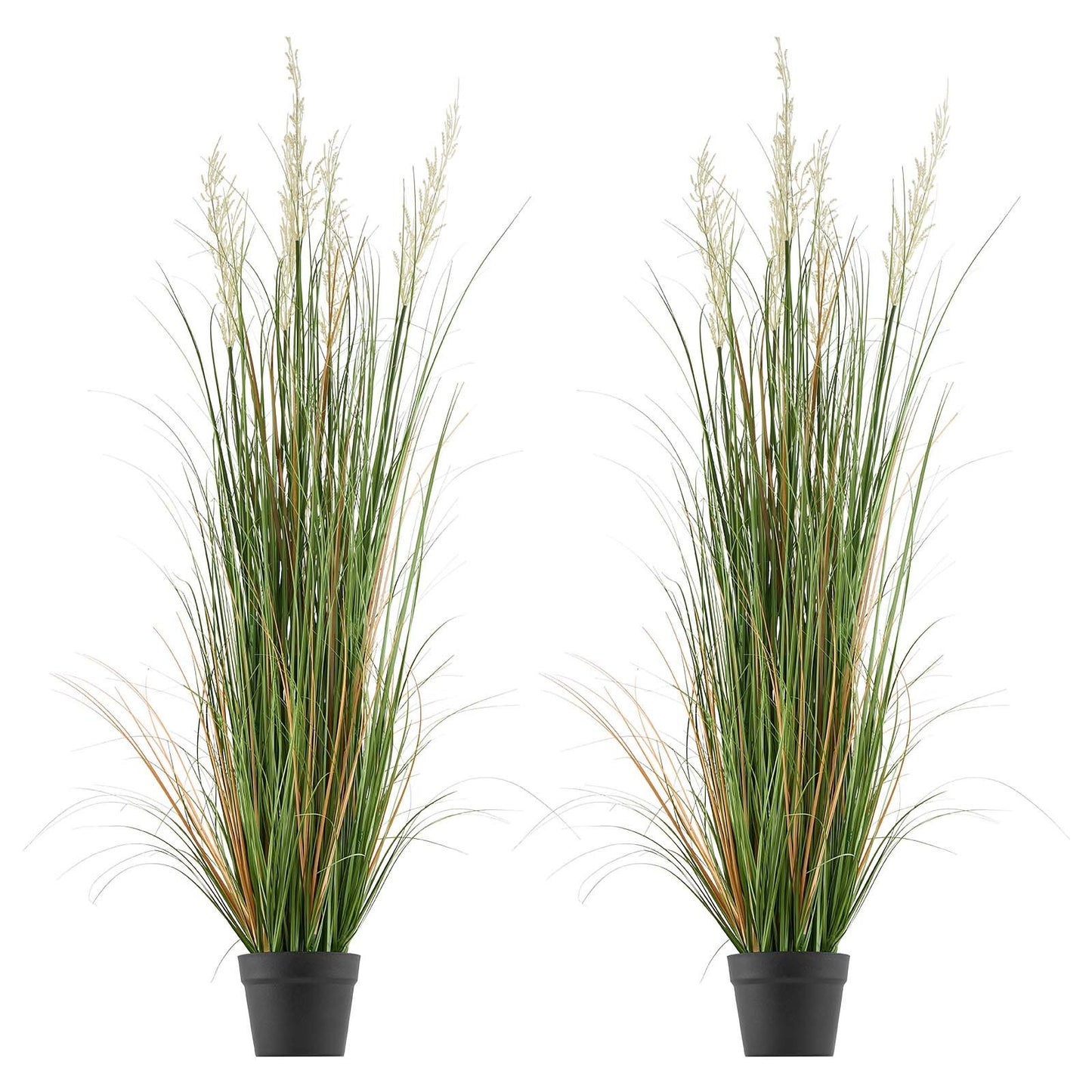 Artificial Grass Plant, 2 Pack 1499mm Faux Reed Flower Grass in Pot, Premium PVC Fake Greenery Shrubs Plant for Indoor Outdoor House Home Garden Office Room Décor, Housewarming, Green