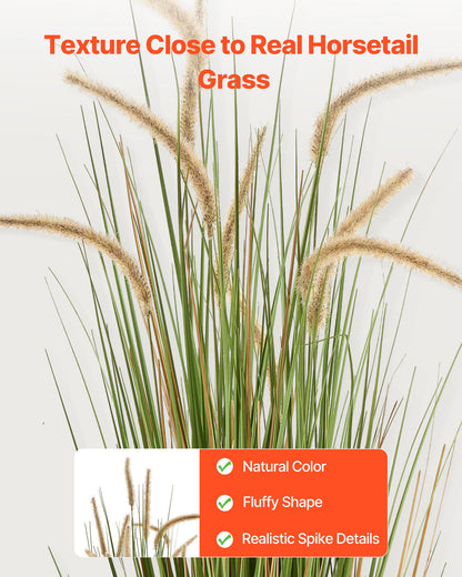 Artificial Grass Plant, 2 Pack 1194mm Horsetail Reed Grass in Pot, Premium PVC Faux Fake Greenery Shrubs Plant for Indoor Outdoor House Home Garden Office Room Décor, Housewarming, Green