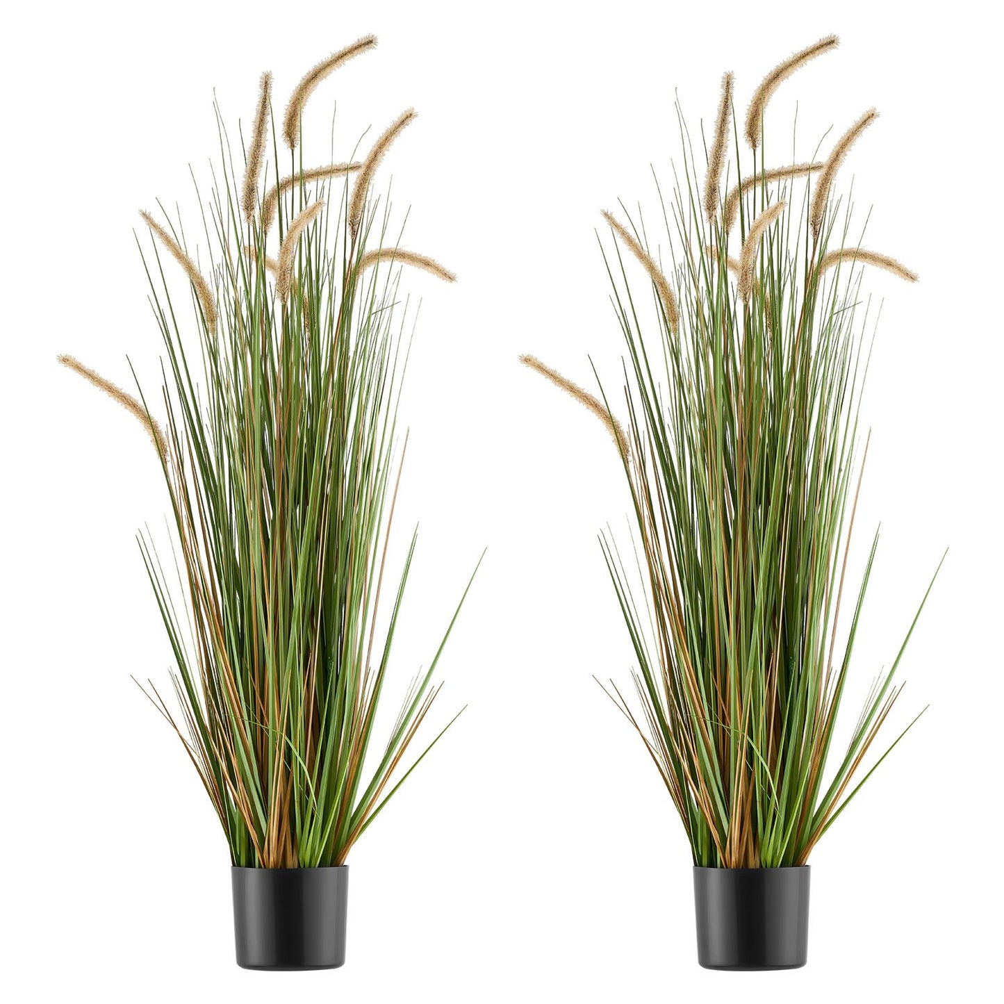 Artificial Grass Plant, 2 Pack 1194mm Horsetail Reed Grass in Pot, Premium PVC Faux Fake Greenery Shrubs Plant for Indoor Outdoor House Home Garden Office Room Décor, Housewarming, Green