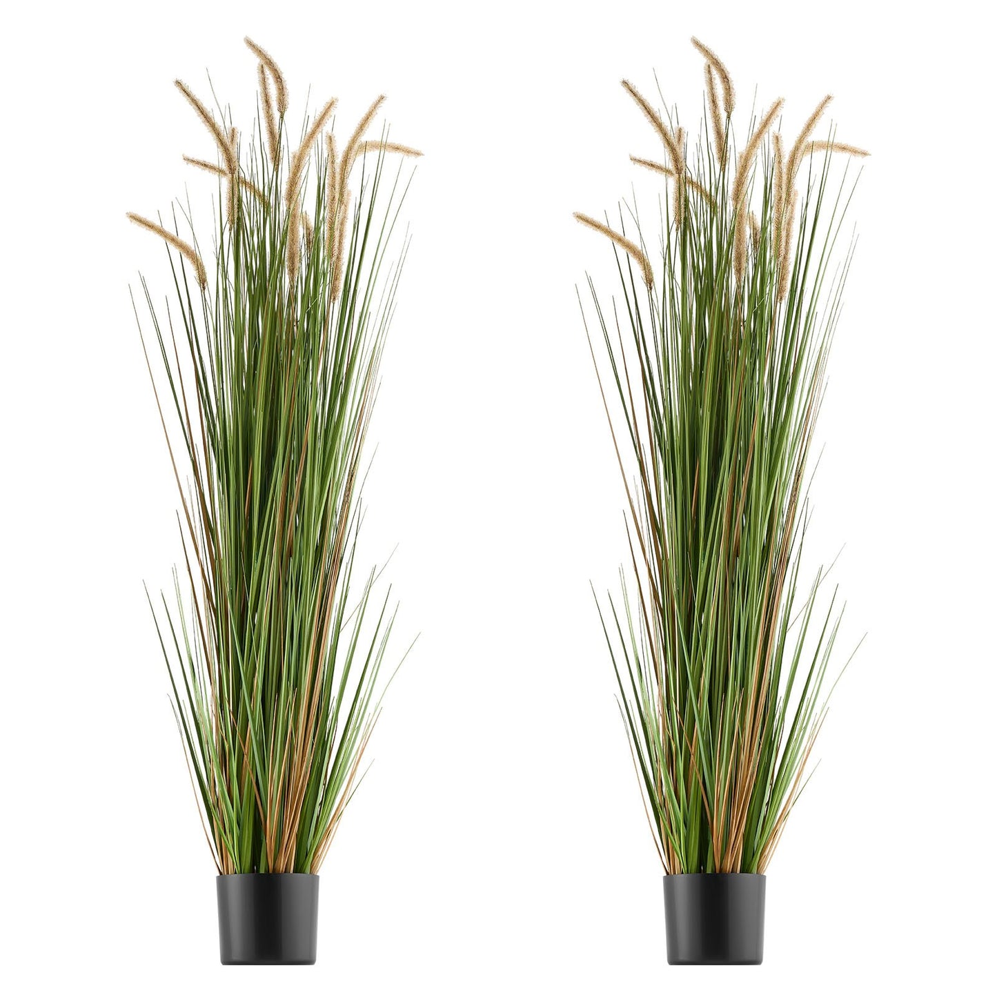 Artificial Grass Plant, 2 Pack 1499mm Horsetail Reed Grass in Pot, Premium PVC Faux Fake Greenery Shrubs Plant for Indoor Outdoor House Home Garden Office Room Décor, Housewarming, Green