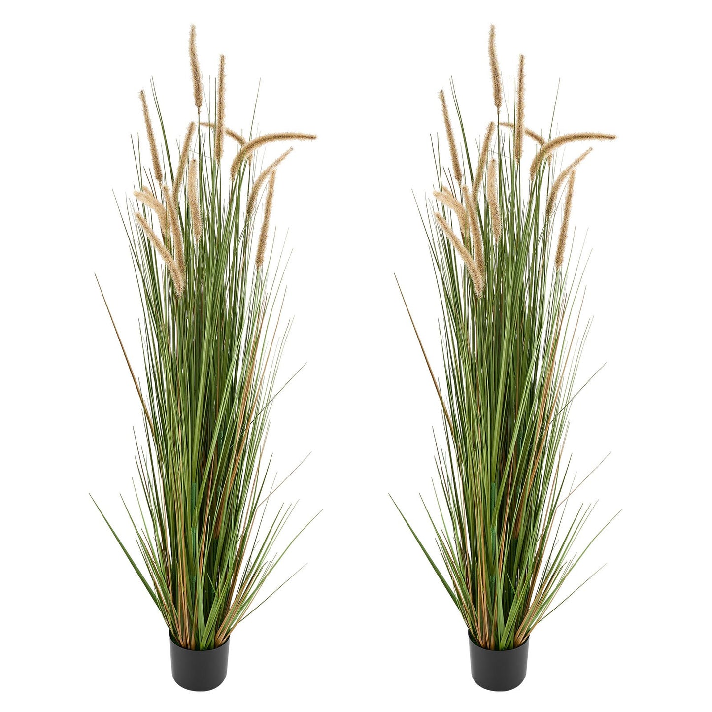 Artificial Grass Plant, 2 Pack 1499mm Horsetail Reed Grass in Pot, Premium PVC Faux Fake Greenery Shrubs Plant for Indoor Outdoor House Home Garden Office Room Décor, Housewarming, Green