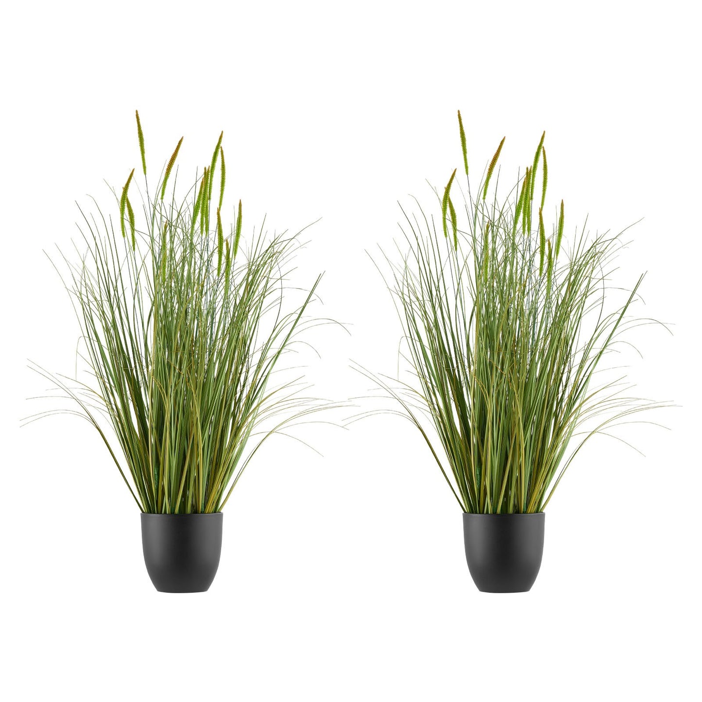 Artificial Grass Plant, 2 Pack 889mm Cattail Grass in Pot, Premium PVC Faux Fake Greenery Shrubs Plant for Indoor Outdoor House Home Garden Office Room Décor, Housewarming, Green