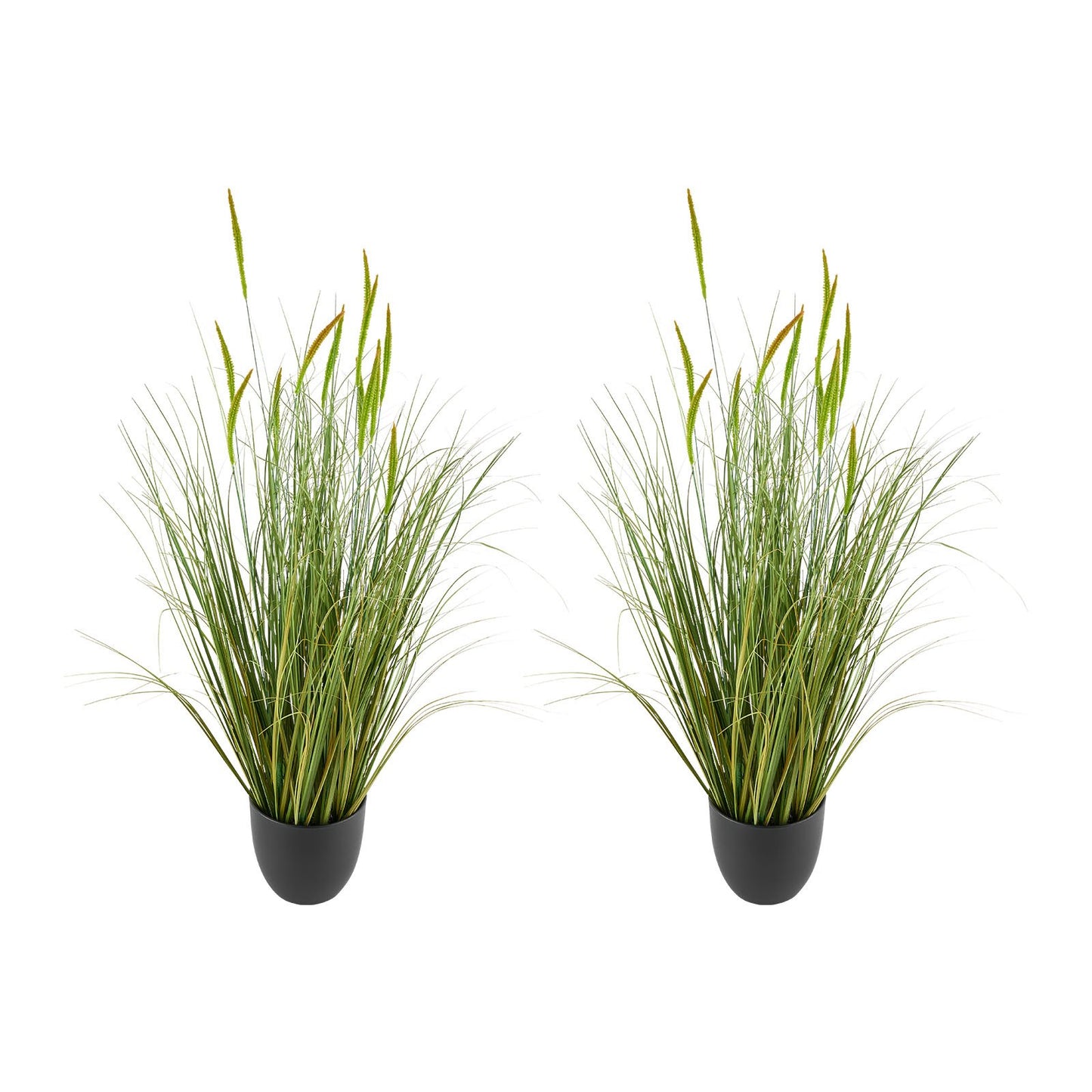 Artificial Grass Plant, 2 Pack 889mm Cattail Grass in Pot, Premium PVC Faux Fake Greenery Shrubs Plant for Indoor Outdoor House Home Garden Office Room Décor, Housewarming, Green