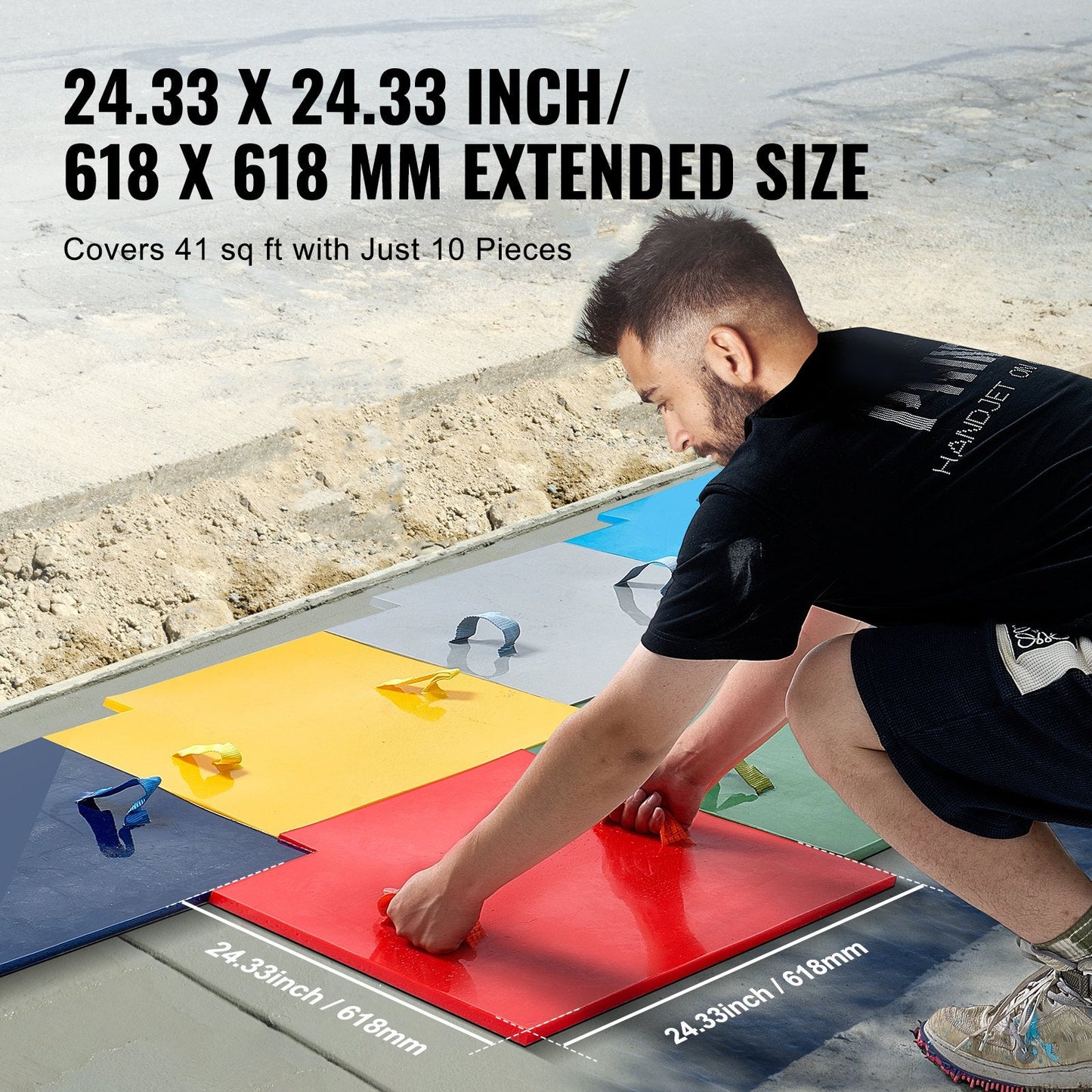 Polyurethane Slate Stone Texture Mats, 7-Piece Set, 0.6m Square, 27.9 kg
