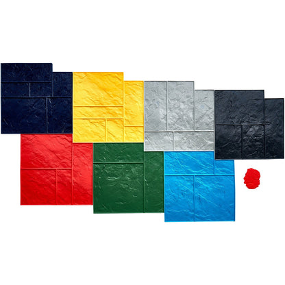 Polyurethane Slate Stone Texture Mats, 7-Piece Set, 0.6m Square, 27.9 kg
