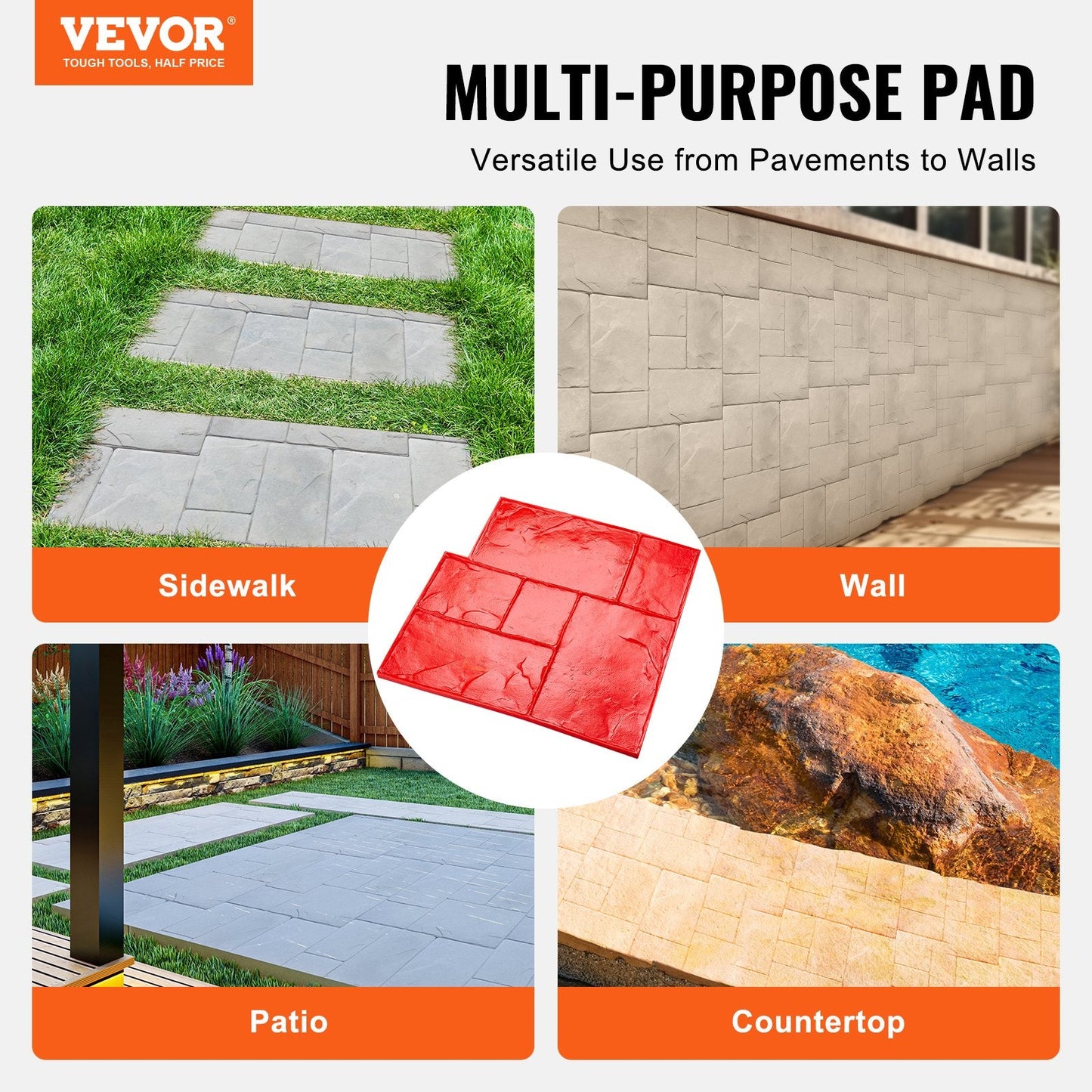 Textured Concrete Stamp Mat 0.6 x 0.6 m, Slate Stone Polyurethane Mold