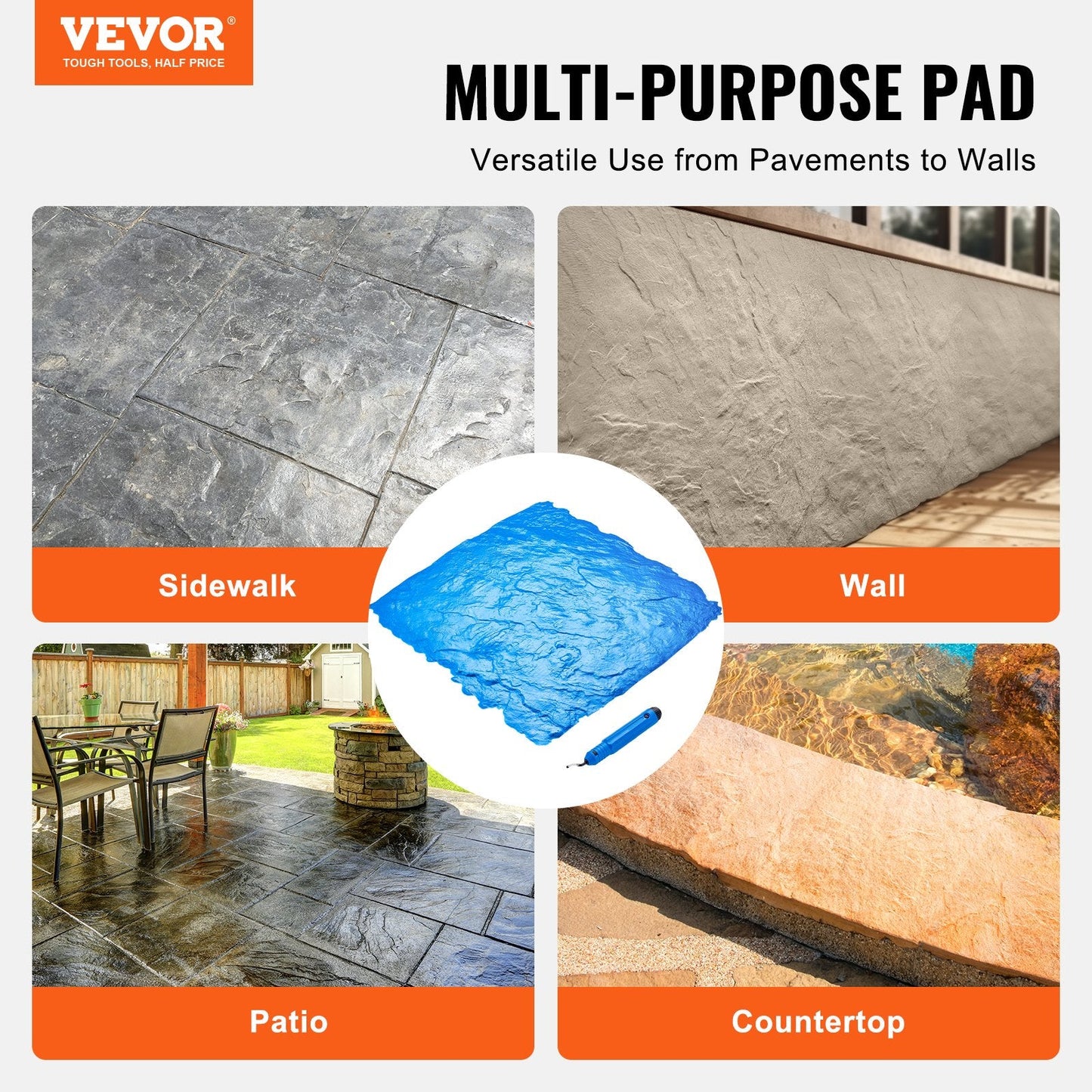 Polyurethane Slate Stone Texture Mat 0.6m x 0.6m, Durable and Easy to Use