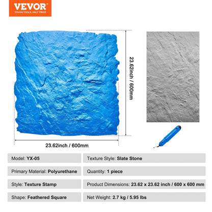 Polyurethane Slate Stone Texture Mat 0.6m x 0.6m, Durable and Easy to Use
