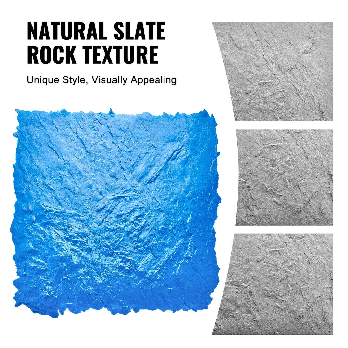 Concrete Stamp Mats Set - 4 Pcs Slate Stone Texture, 0.9m & 0.5m, Polyurethane