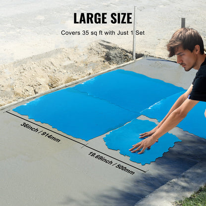 Concrete Stamp Mats Set - 4 Pcs Slate Stone Texture, 0.9m & 0.5m, Polyurethane
