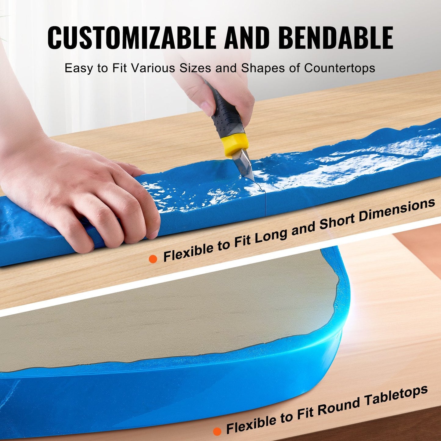 Rectangular Polyurethane Stone Mat, 2.3 x 0.08 m, Rough Granite Texture