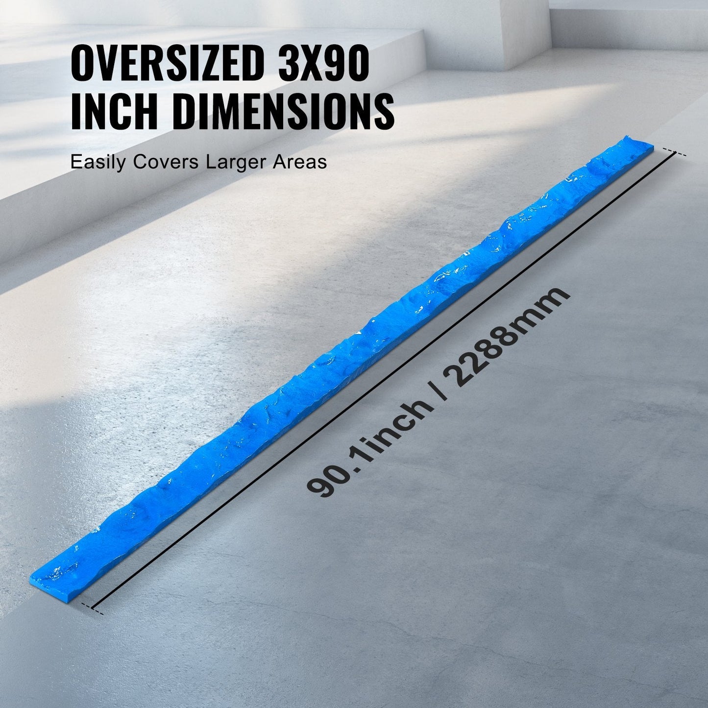 Rectangular Polyurethane Stone Mat, 2.3 x 0.08 m, Rough Granite Texture