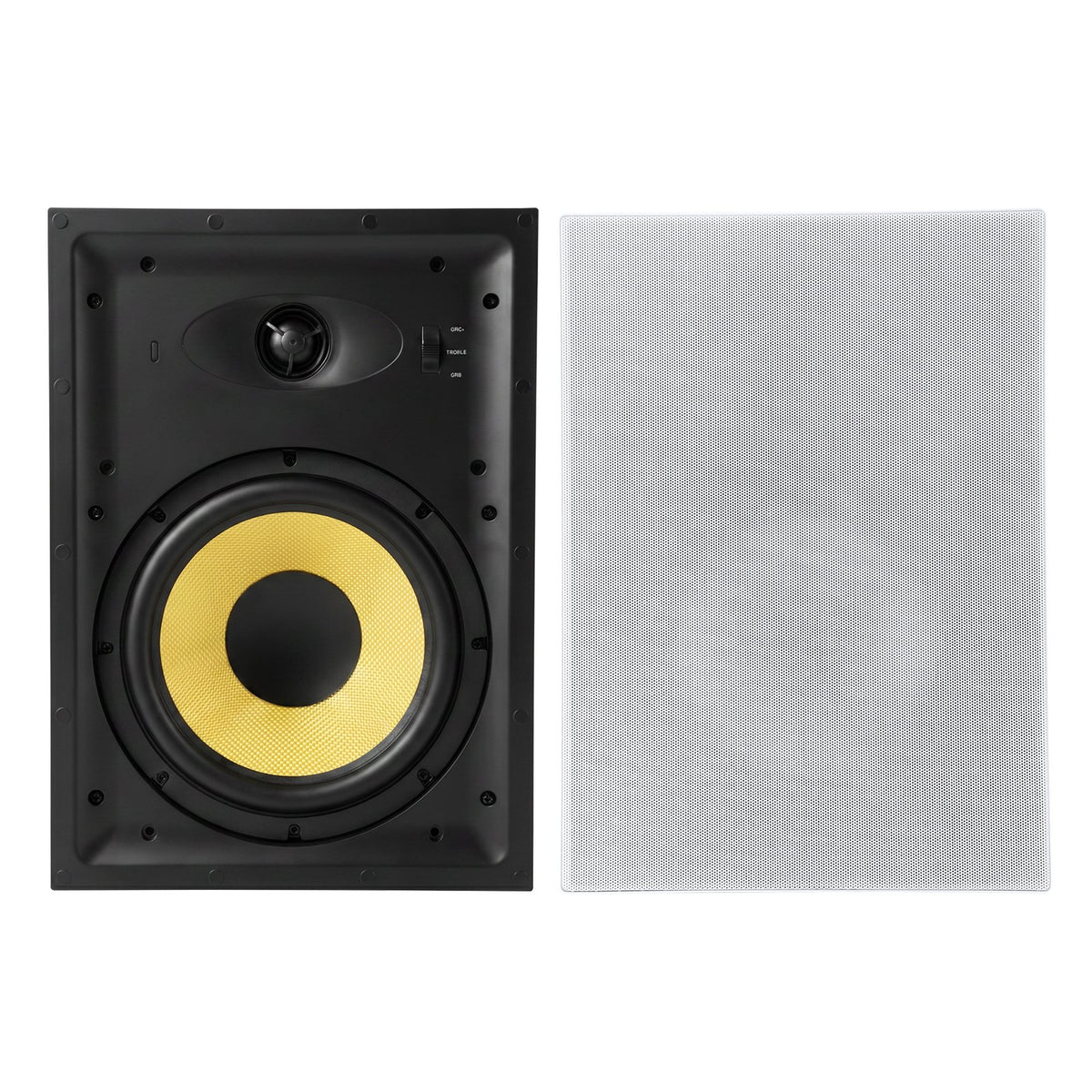 In-Wall Speakers, 203.2mm, In Wall Speaker System with Paintable Grille, Hi-Fi Sound, 200W Peak, 2-Way Rectangular Speakers, for Damp Humid Indoor Placement, Bath, Kitchen, Covered Porch, 1 Pair