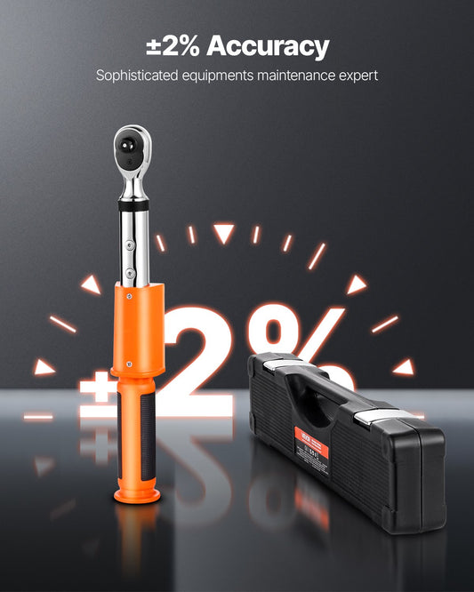 Digital Torque Wrench, 3/8 Inch Drive, 6.7-135 N.m, 72-Tooth, ±2% High Accuracy Electronic Torque Wrench with Preset Value, Buzzer and LED Notification, for Automotive Motorcycle
