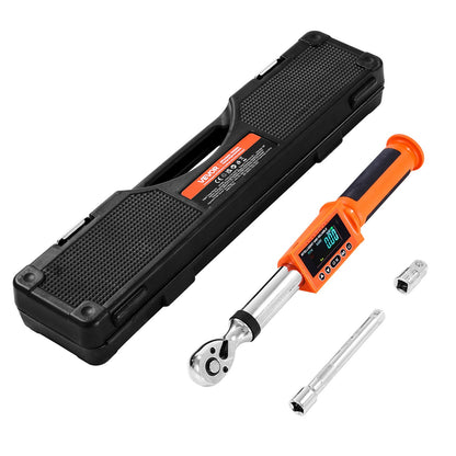 Digital Torque Wrench, 3/8 Inch Drive, 6.7-135 N.m, 72-Tooth, ±2% High Accuracy Electronic Torque Wrench with Preset Value, Buzzer and LED Notification, for Automotive Motorcycle