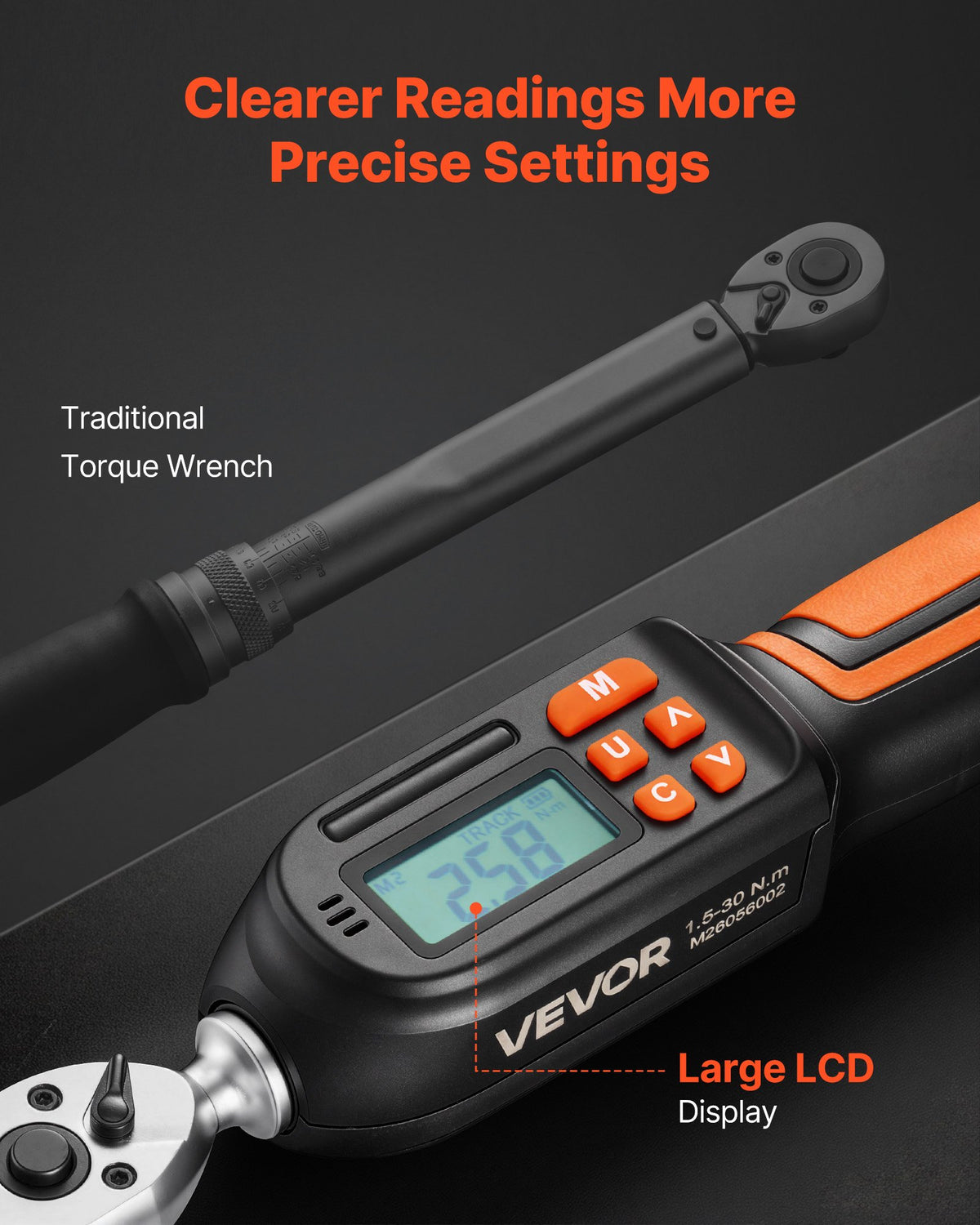Torque Wrench Set 1/4" Drive 42-Piece Digital Torque Wrench 4 Units, ±2% Accuracy, LCD Screen, with Buzzer and LED Indicator, with Sockets, Bits, Extension Bar, Adapter, for Automotive Repair