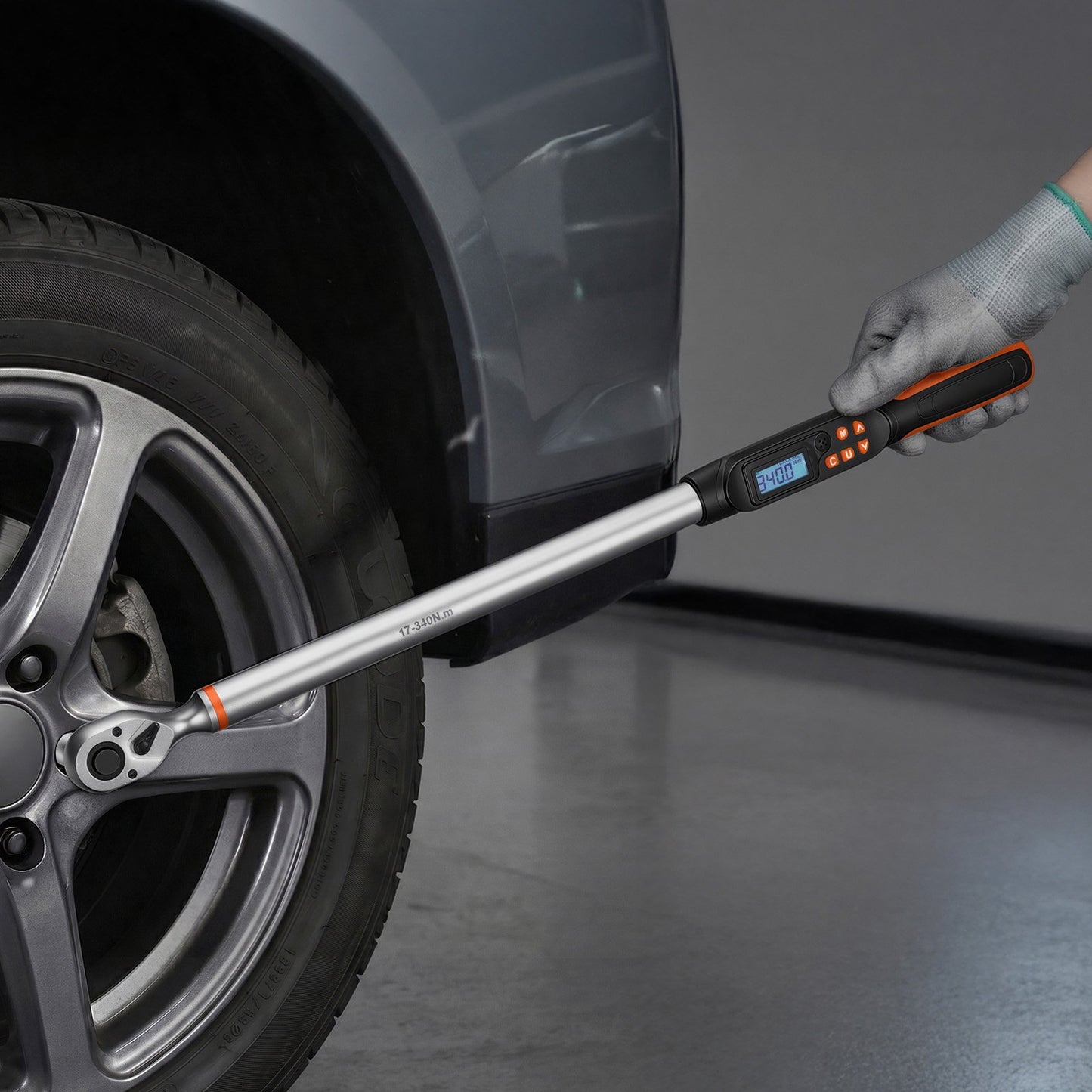 Torque Wrench Set 1/2" Drive Digital Torque Wrench 4 Display Units, ±2% Accuracy, LCD Screen, with Buzzer and LED Indicator, with Sockets, Extension Bar, Adapter, for Automotive Repair