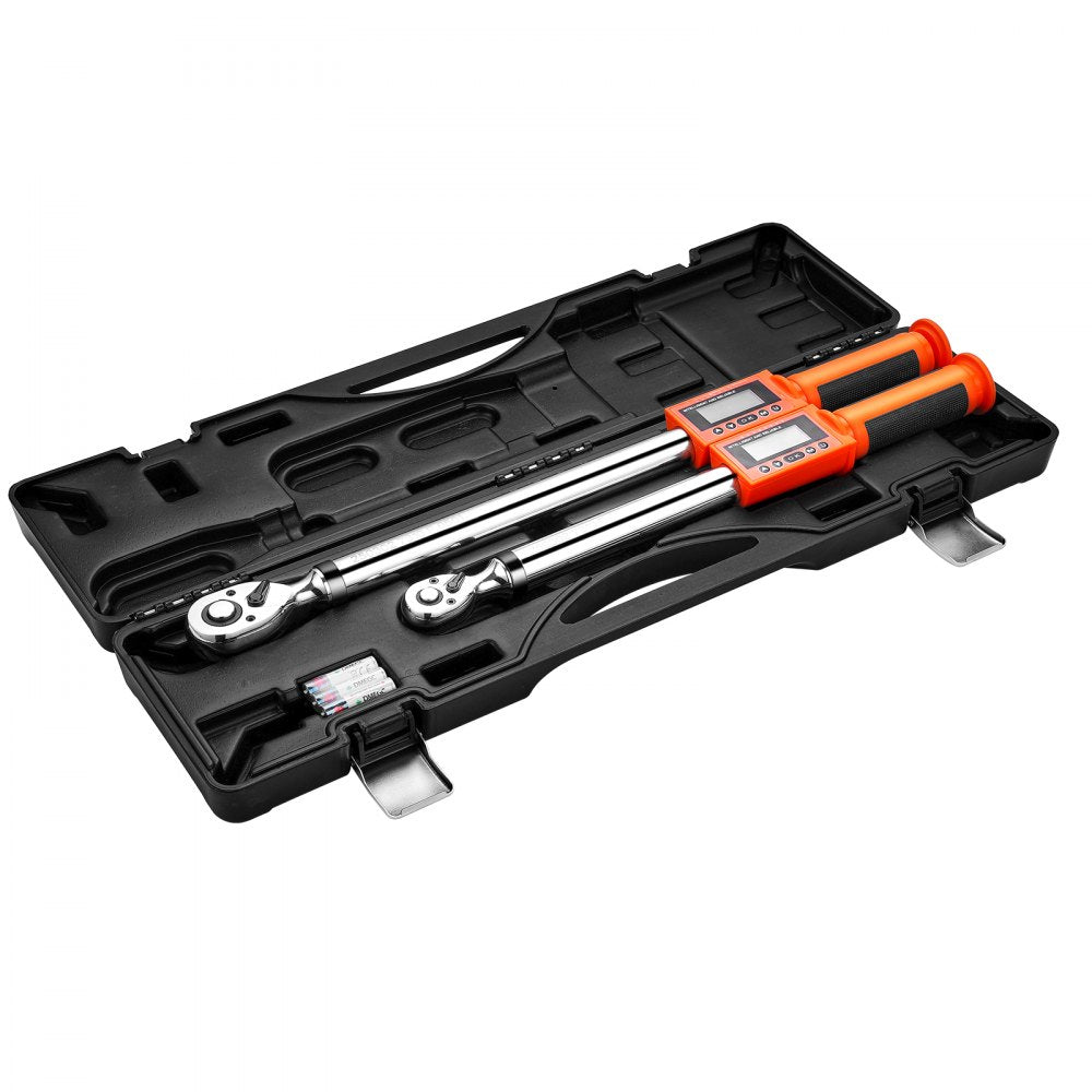 VEVOR Digital Torque Wrench Set 2 Pieces 1/2 3/8 Inch Drive 72-Tooth Electronic