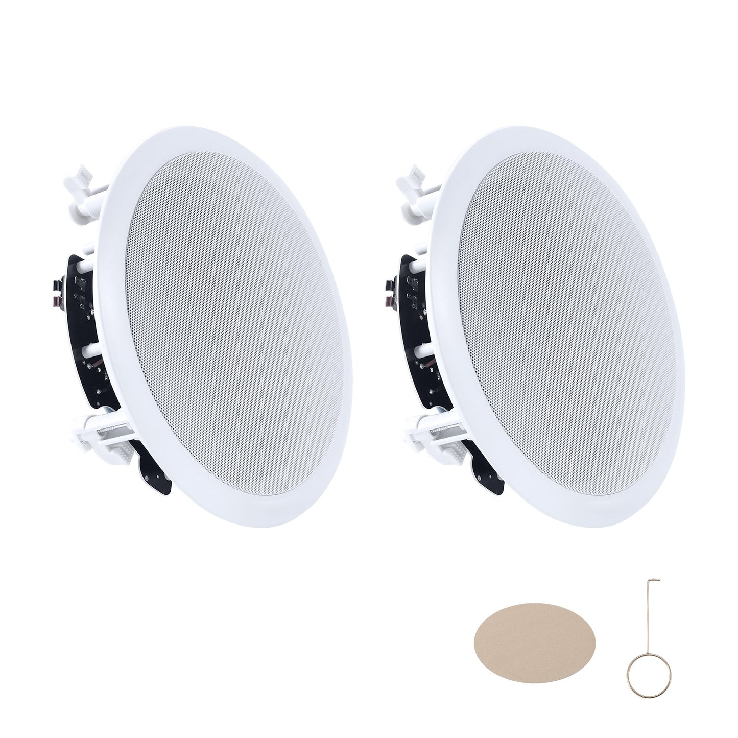 In Ceiling Speakers, 203.2 mm, In-Ceiling & In-Wall Speaker System, Hi-Fi Sound, 150W Peak, 2-Way Flush Mount Speakers, for Damp Humid Placement, Home Theater, Living Room, Covered Patio, 1 Pair