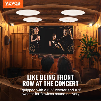 VEVOR 4 PCs 165.1 mm Bluetooth in Ceiling Speakers, 150W, Flush Mount Ceiling &