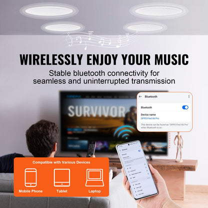 VEVOR 4 PCs 165.1 mm Bluetooth in Ceiling Speakers, 150W, Flush Mount Ceiling &