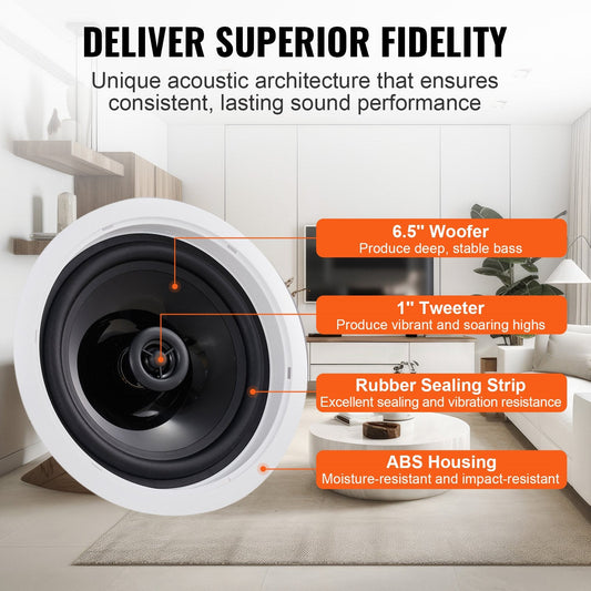 4-Pack 165mm Bluetooth Ceiling Speakers, 150W, for Home & Porch Use