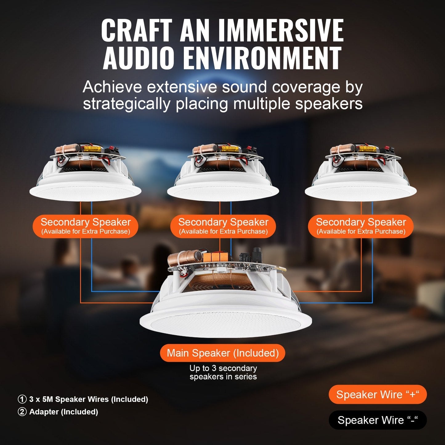 4-Pack 165mm Bluetooth Ceiling Speakers, 150W, for Home & Porch Use