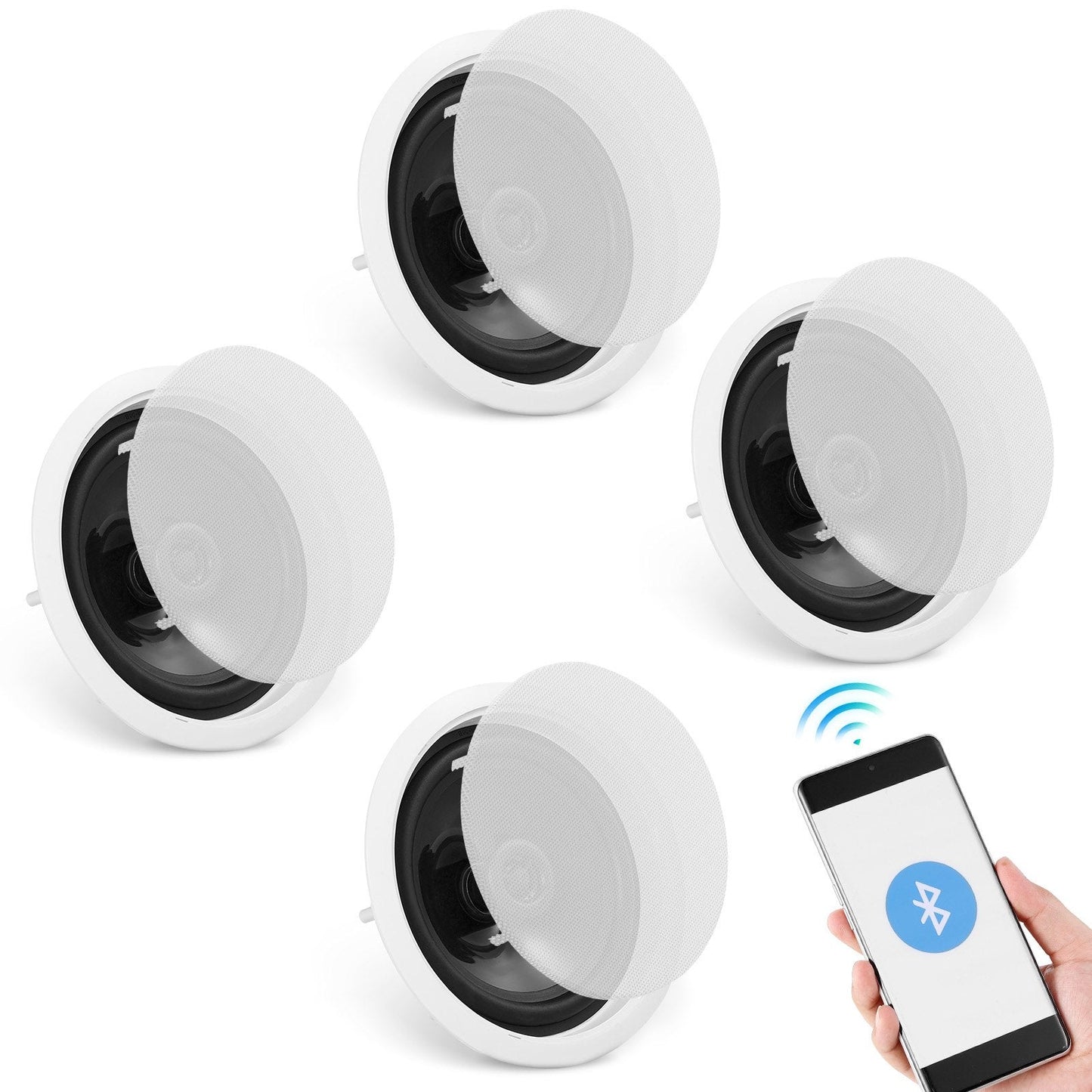 4-Pack 165mm Bluetooth Ceiling Speakers, 150W, for Home & Porch Use