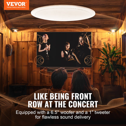 VEVOR 165.1 mm Ceiling Speakers 150-Watts Flush Mount Ceiling & in-Wall Speakers
