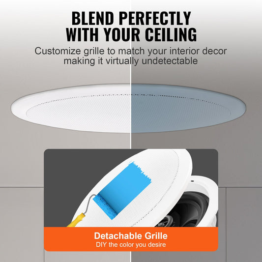 165 mm 150W Flush Mount Ceiling & Wall Speaker, Easy Install, Versatile Use