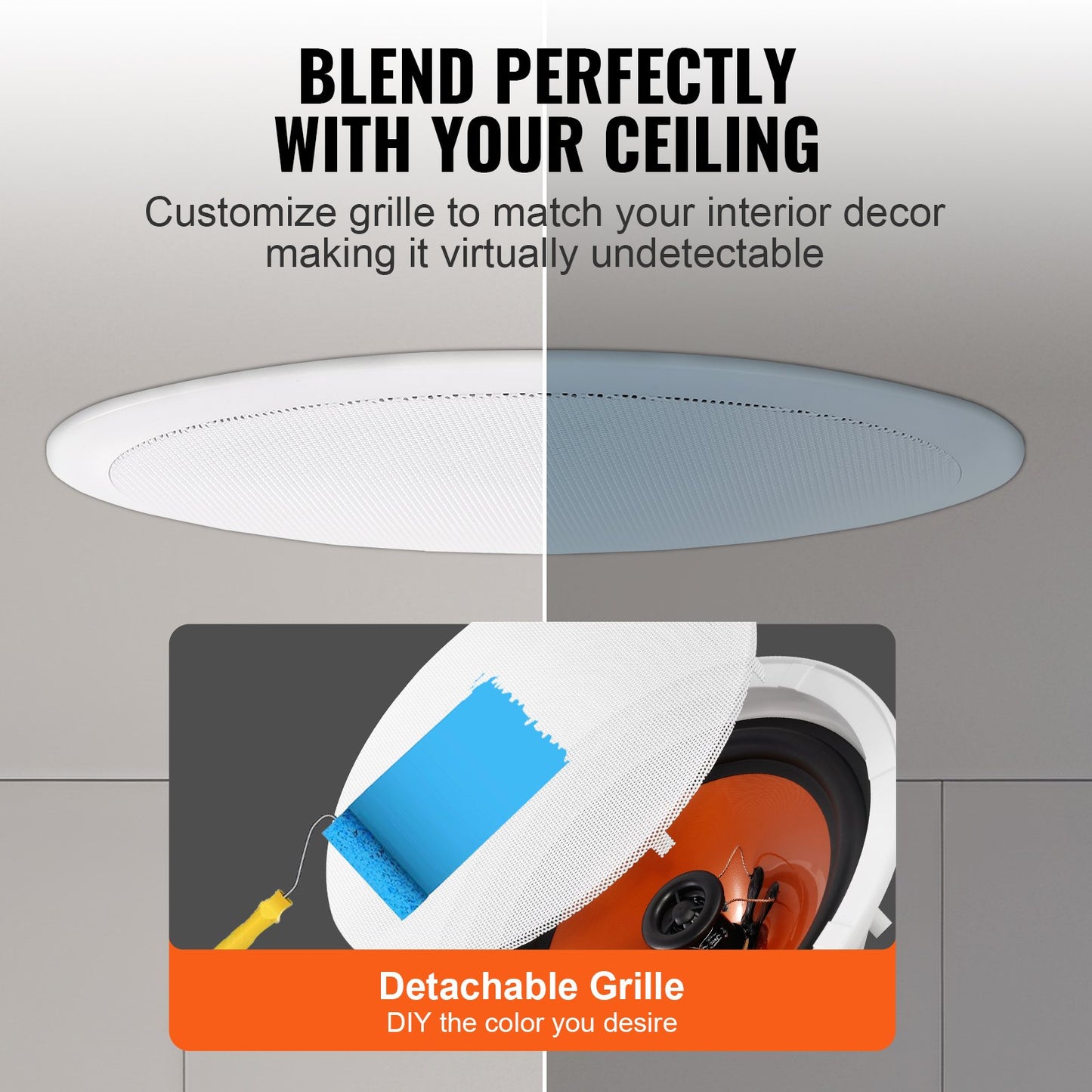 VEVOR 4 PCs 203.2 mm in Ceiling Speakers, 100-Watts, Flush Mount Ceiling & in-Wall