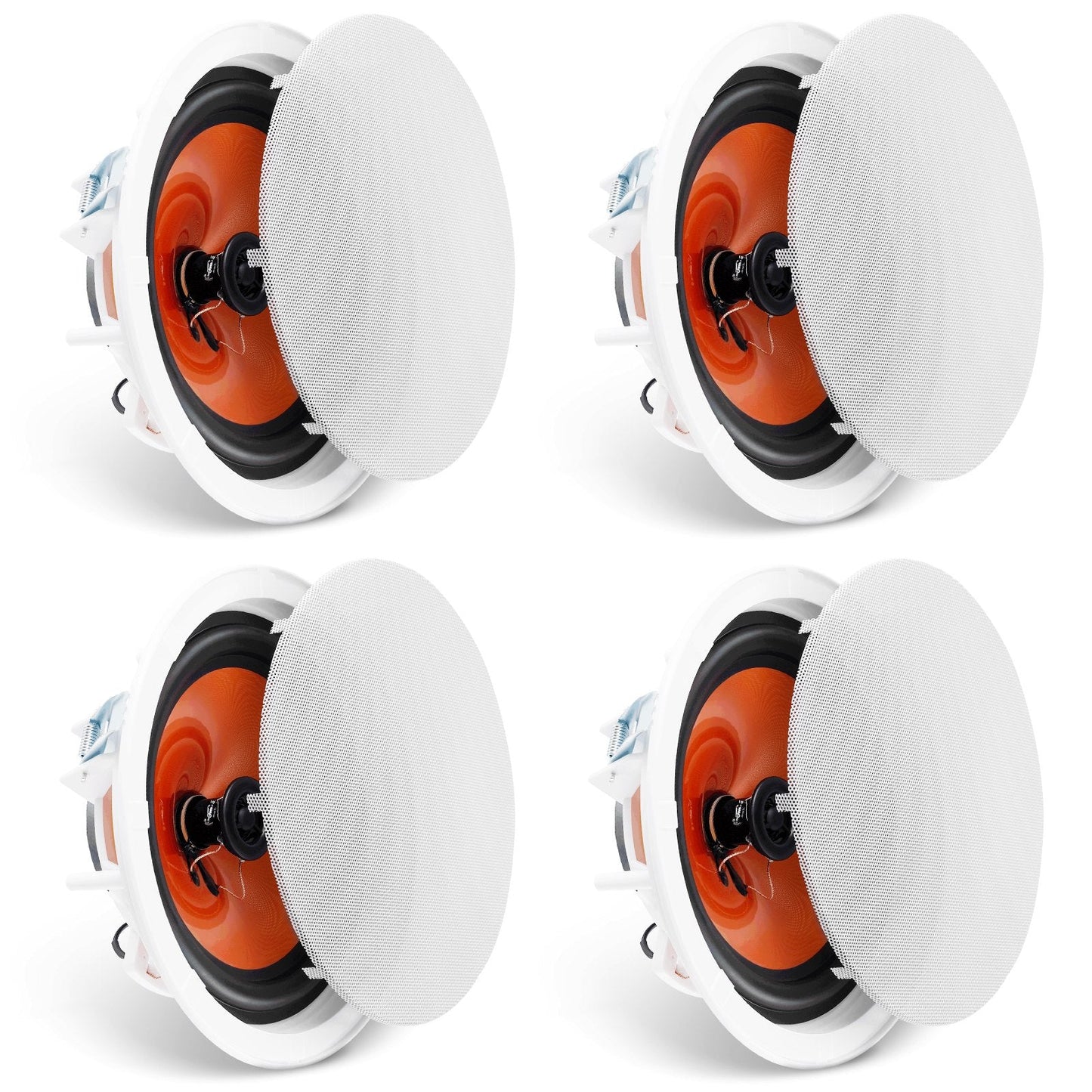 4-Piece 8-Inch Ceiling Speakers, 100W, In-Wall/Flush Mount for Home & Outdoors