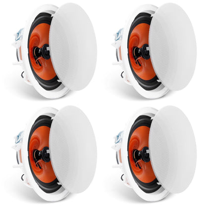 4-Piece 8-Inch Ceiling Speakers, 100W, In-Wall/Flush Mount for Home & Outdoors