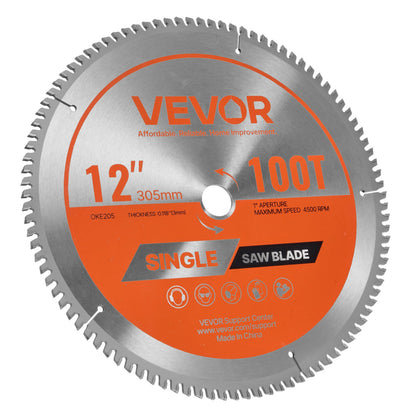 Circular Saw Blade, 305 mm Diameter, 100 Sharp Alloy Teeth, 25.4 mm Arbor, Fine Finish, Aluminum Cutting Blade for Circular Saw, with Noise-Reducing Heat Vents, for Cutting Steel and Metal